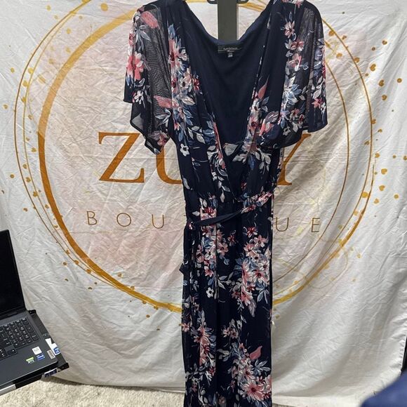 R & M Richards Plus Womens Floral Faux Wrap MIDI Dress Size 20W - Picture 2 of 4